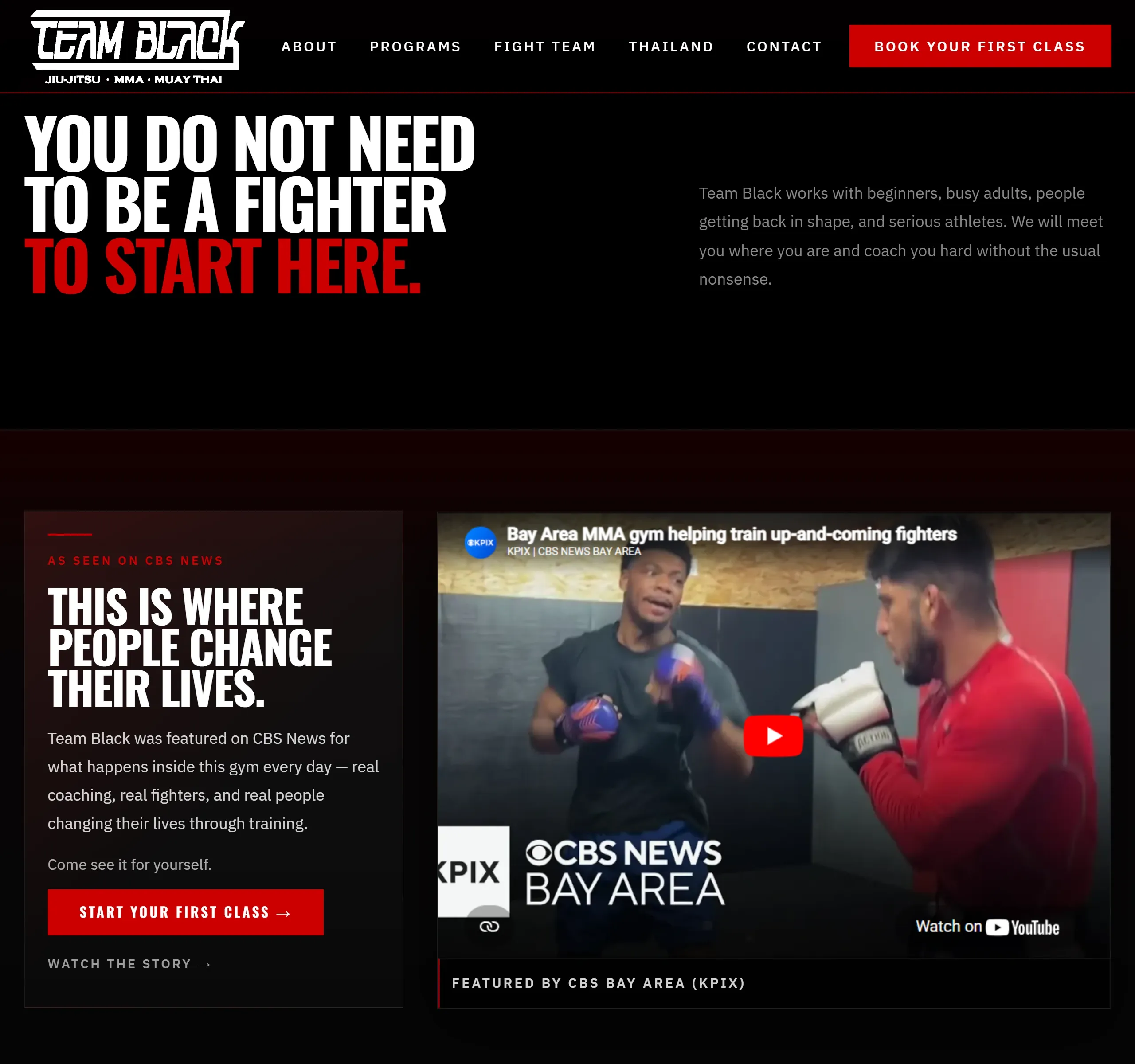 Team Black MMA website screenshot